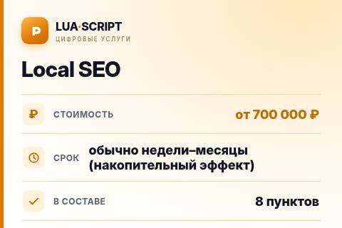 Local SEO — цена, срок и состав услуги