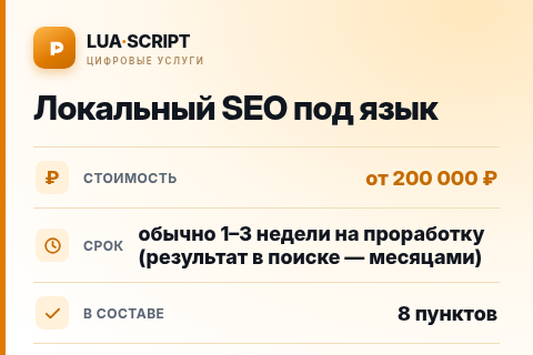 Локальный SEO под язык — цена, срок и состав услуги