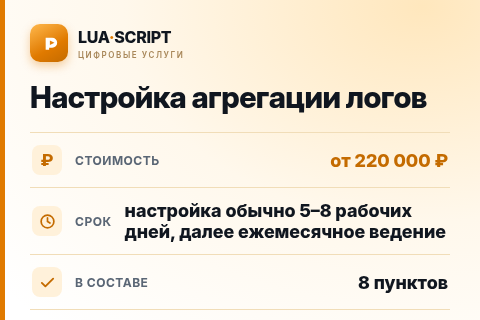 Настройка агрегации логов — цена, срок и состав услуги