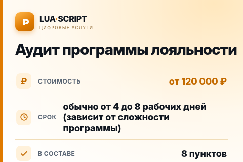Аудит программы лояльности — цена, срок и состав услуги