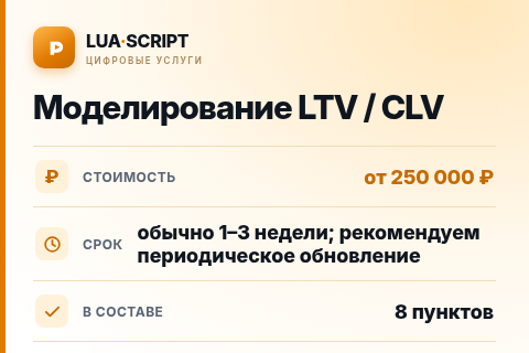 Моделирование LTV / CLV — цена, срок и состав услуги