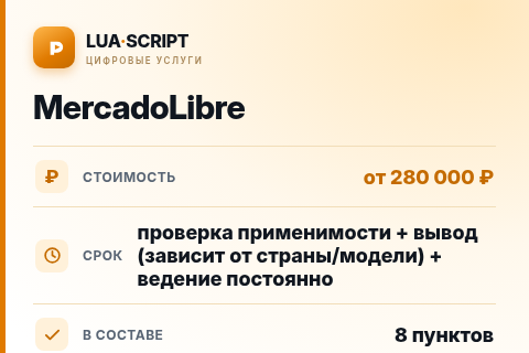 MercadoLibre — цена, срок и состав услуги