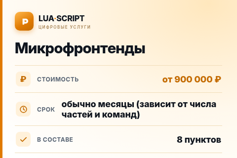 Микрофронтенды — цена, срок и состав услуги