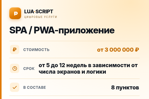 SPA / PWA-приложение — цена, срок и состав услуги