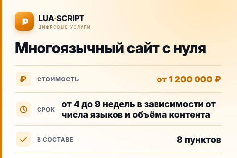 Многоязычный сайт с нуля — цена, срок и состав услуги