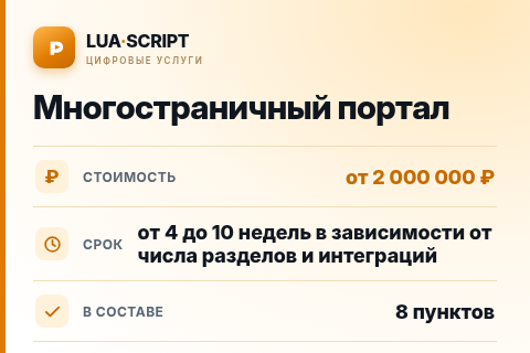 Многостраничный портал — цена, срок и состав услуги