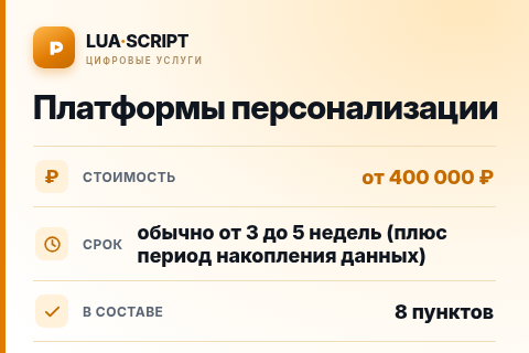 Платформы персонализации — цена, срок и состав услуги