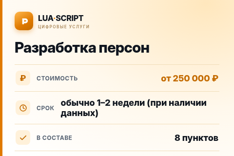 Разработка персон — цена, срок и состав услуги