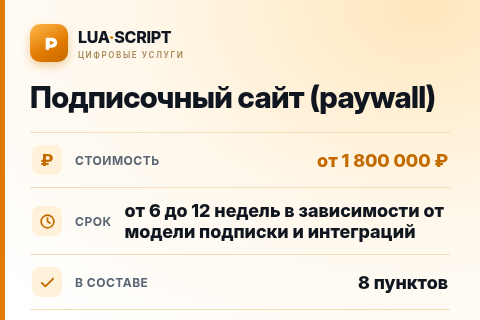 Подписочный сайт (paywall) — цена, срок и состав услуги