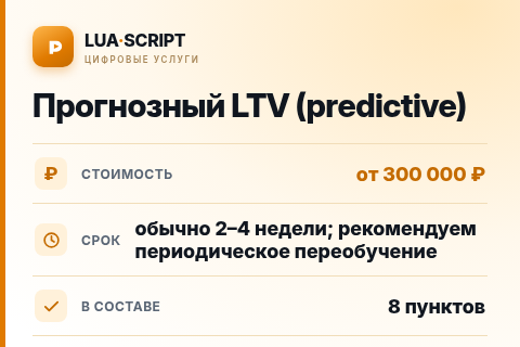 Прогнозный LTV (predictive) — цена, срок и состав услуги