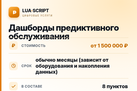 Дашборды предиктивного обслуживания — цена, срок и состав услуги