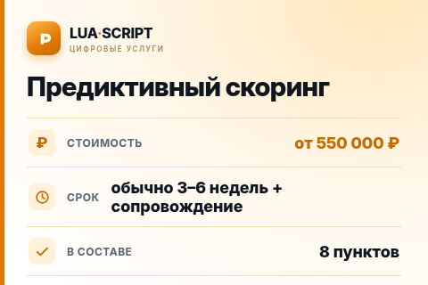Предиктивный скоринг — цена, срок и состав услуги