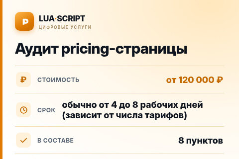 Аудит pricing-страницы — цена, срок и состав услуги