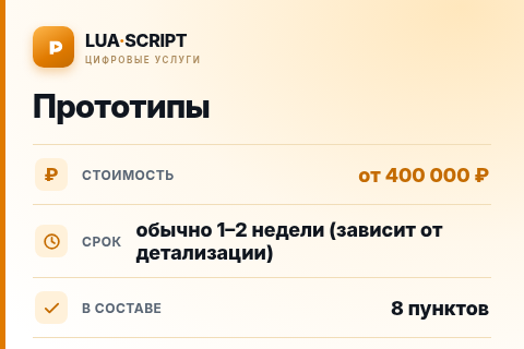 Прототипы — цена, срок и состав услуги