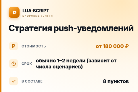 Стратегия push-уведомлений — цена, срок и состав услуги