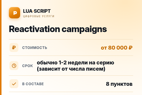 Reactivation campaigns — цена, срок и состав услуги