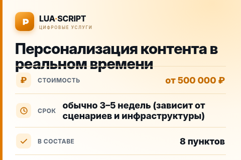 Персонализация контента в реальном времени — цена, срок и состав услуги