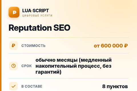Reputation SEO — цена, срок и состав услуги