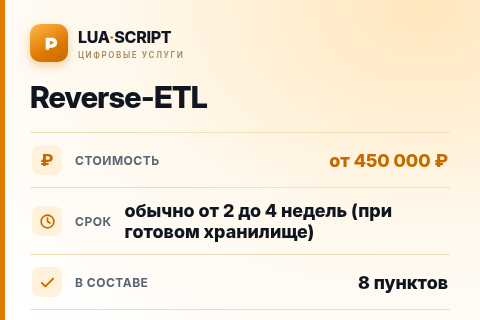 Reverse-ETL — цена, срок и состав услуги