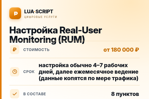 Настройка Real-User Monitoring (RUM) — цена, срок и состав услуги