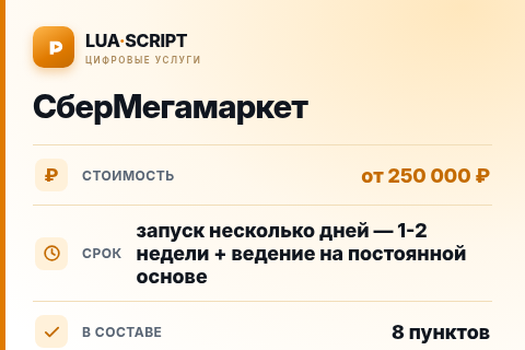 СберМегамаркет — цена, срок и состав услуги