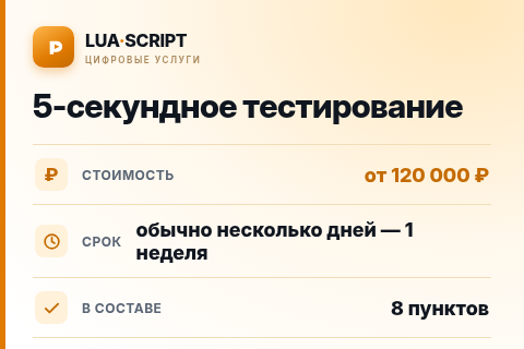 5-секундное тестирование — цена, срок и состав услуги
