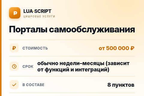 Порталы самообслуживания — цена, срок и состав услуги