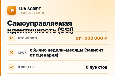 Самоуправляемая идентичность (SSI) — цена, срок и состав услуги