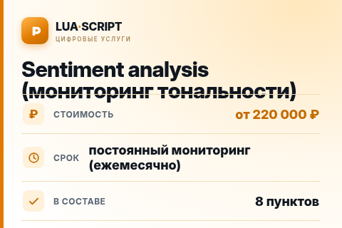 Sentiment analysis (мониторинг тональности) — цена, срок и состав услуги