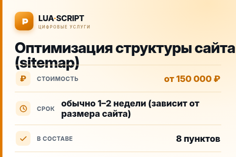 Оптимизация структуры сайта (sitemap) — цена, срок и состав услуги