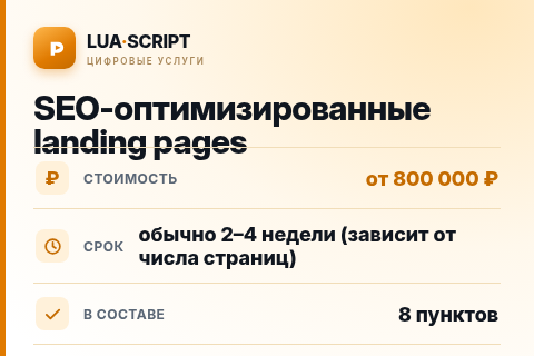SEO-оптимизированные landing pages — цена, срок и состав услуги