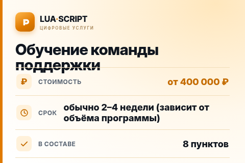 Обучение команды поддержки — цена, срок и состав услуги