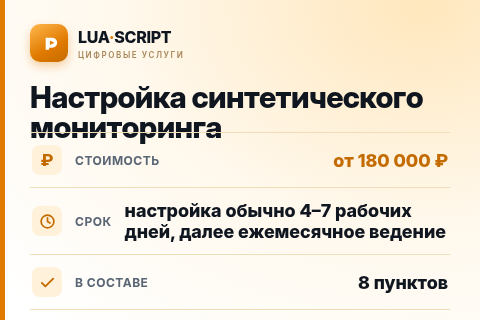 Настройка синтетического мониторинга — цена, срок и состав услуги