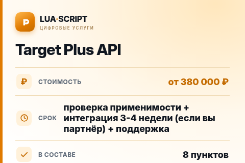 Target Plus API — цена, срок и состав услуги