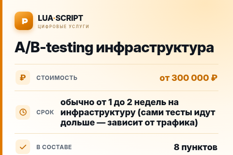 A/B-testing инфраструктура — цена, срок и состав услуги