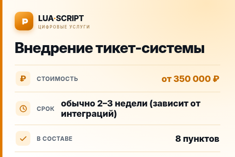 Внедрение тикет-системы — цена, срок и состав услуги