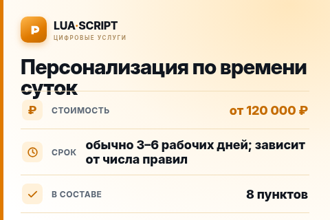Персонализация по времени суток — цена, срок и состав услуги