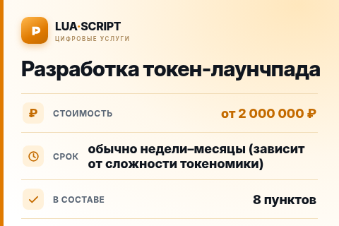 Разработка токен-лаунчпада — цена, срок и состав услуги
