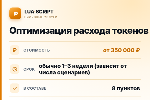 Оптимизация расхода токенов — цена, срок и состав услуги