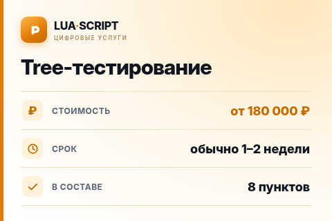 Tree-тестирование — цена, срок и состав услуги