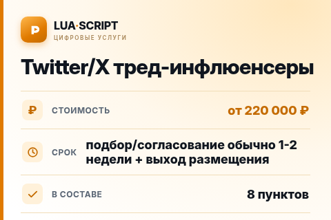 Twitter/X тред-инфлюенсеры — цена, срок и состав услуги
