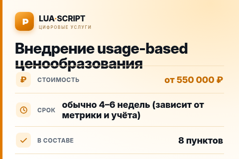 Внедрение usage-based ценообразования — цена, срок и состав услуги