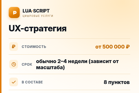 UX-стратегия — цена, срок и состав услуги