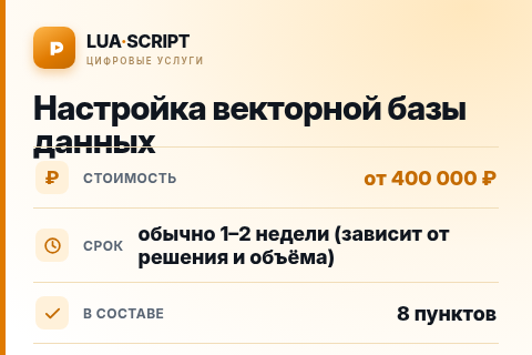 Настройка векторной базы данных — цена, срок и состав услуги