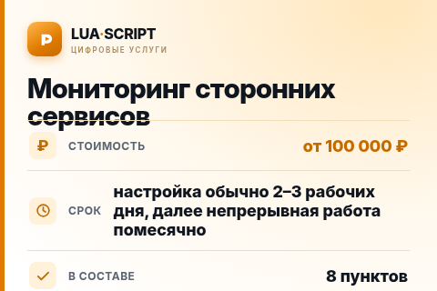 Мониторинг сторонних сервисов — цена, срок и состав услуги