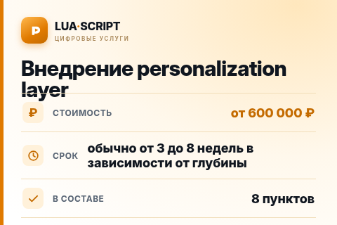 Внедрение personalization layer — цена, срок и состав услуги