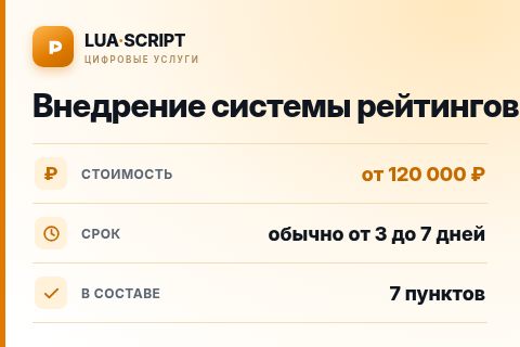 Внедрение системы рейтингов — цена, срок и состав услуги