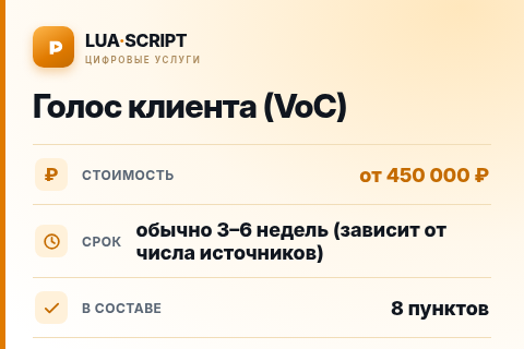 Голос клиента (VoC) — цена, срок и состав услуги