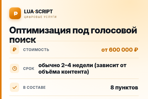 Оптимизация под голосовой поиск — цена, срок и состав услуги