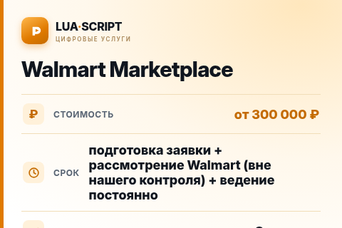 Walmart Marketplace — цена, срок и состав услуги